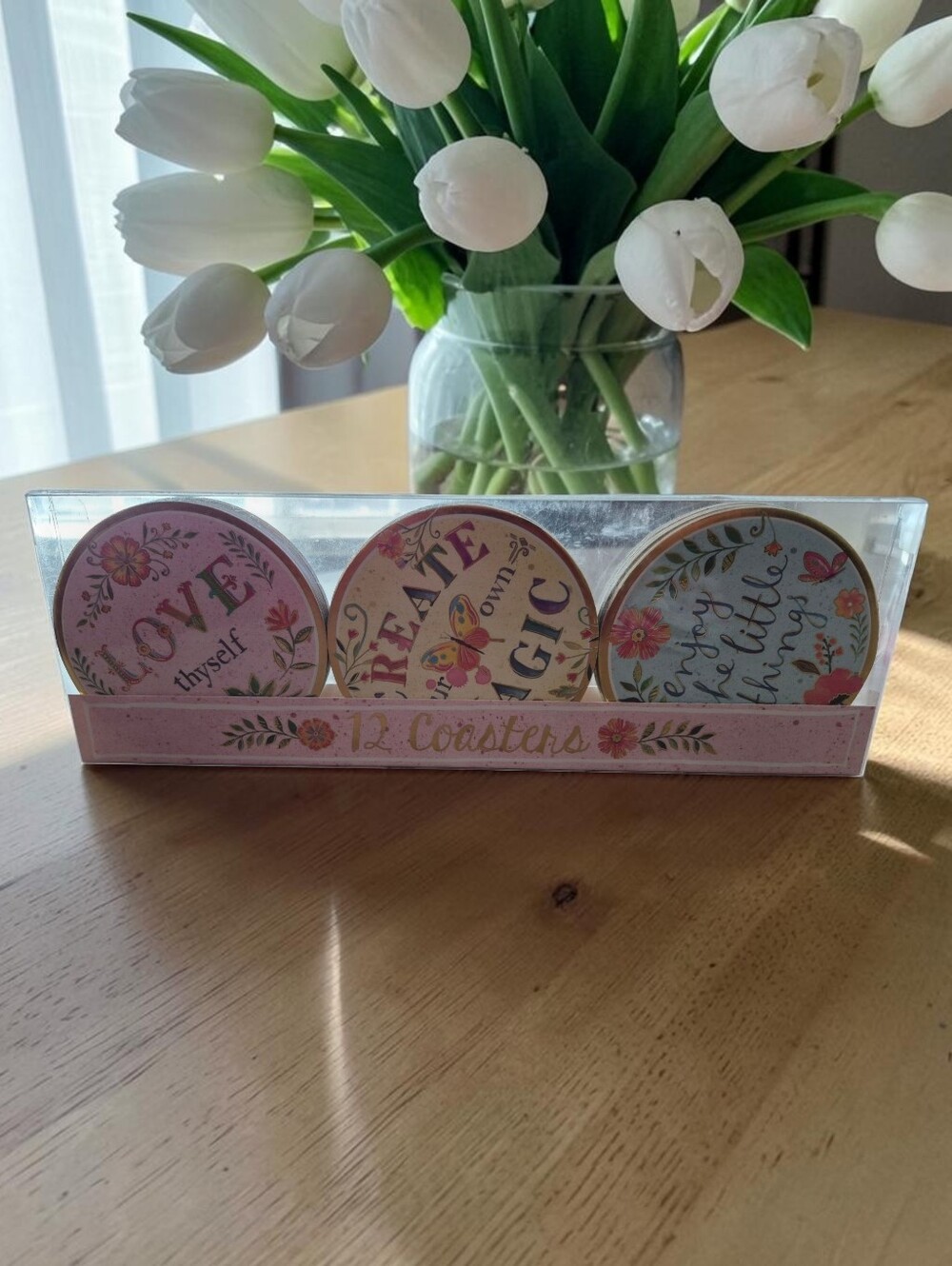 Punch Studio Assorted Laminated Foil-embellished Affirmation Coasters- Set Of 12